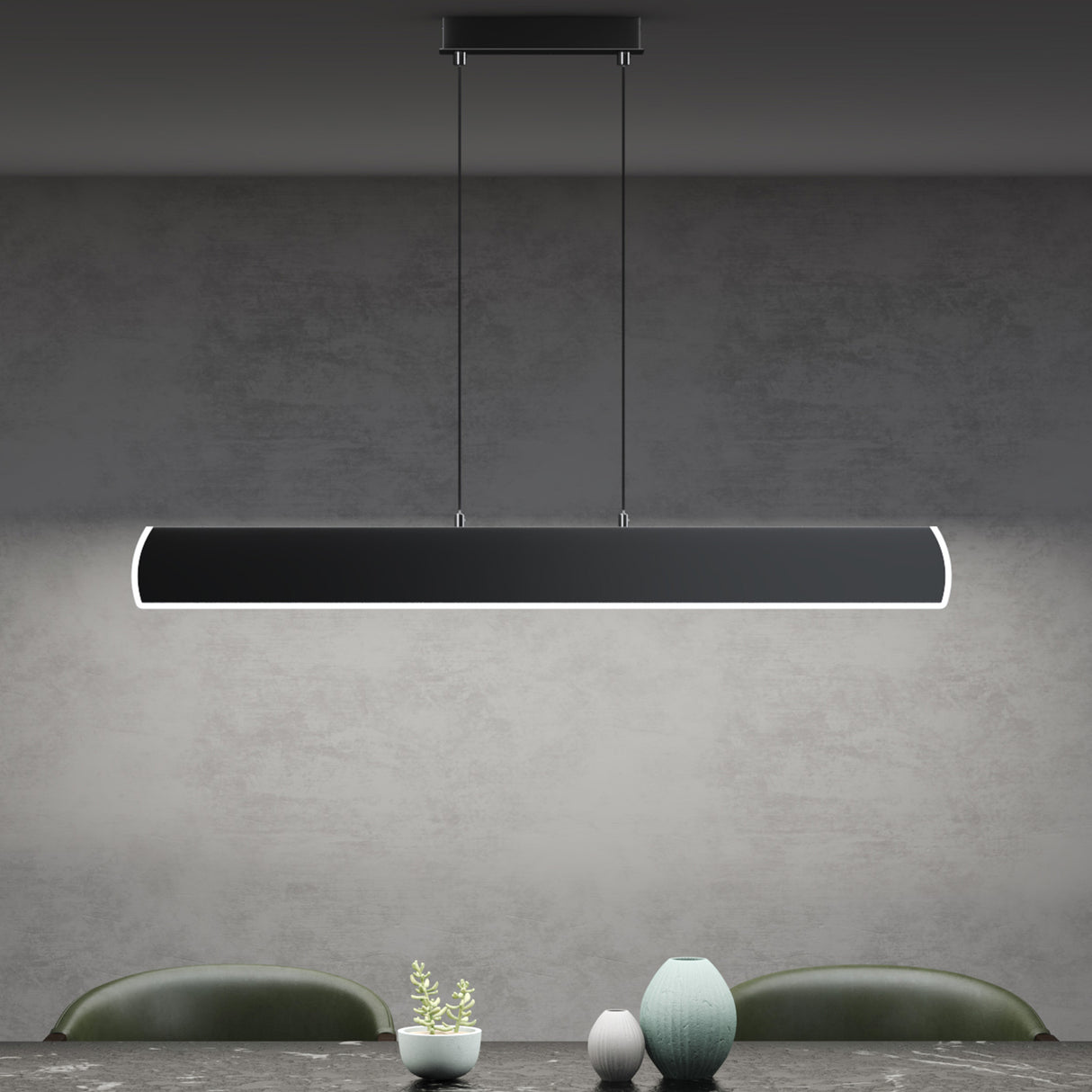 Suspension Glasvilla 100 cm, lampe LED dimmable avec télécommande, température de couleur 3000K/4000K/6000K, câble ajustable, 20 W, idéale pour salle à manger, salon ou chambre.