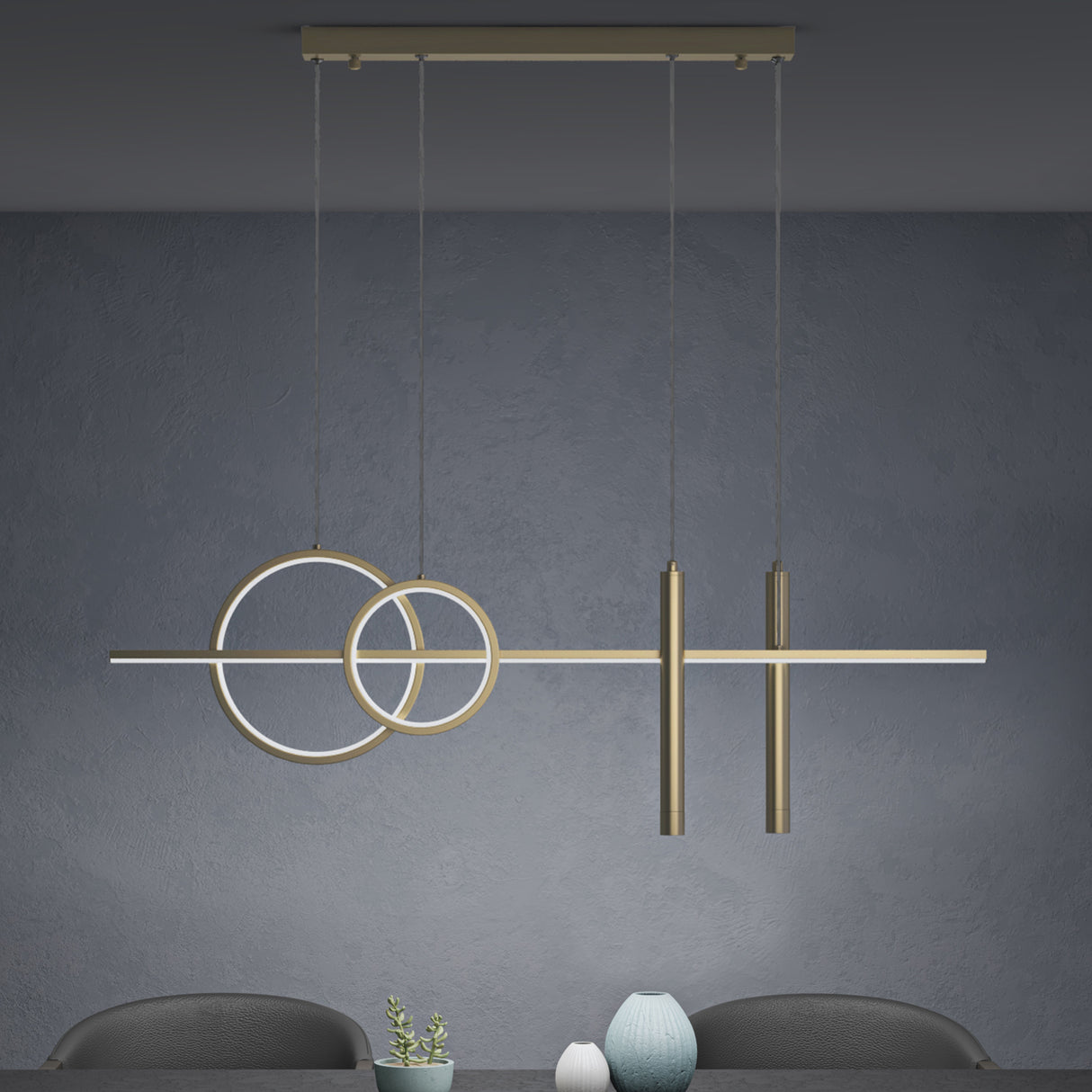 glasvilla Lampadario a Sospensione 38W, 100CM, Lampada da Soffitto a Sospensione 3000K/4000K/6000K con Cavo Regolabile per Camera da Letto e Soggiorno