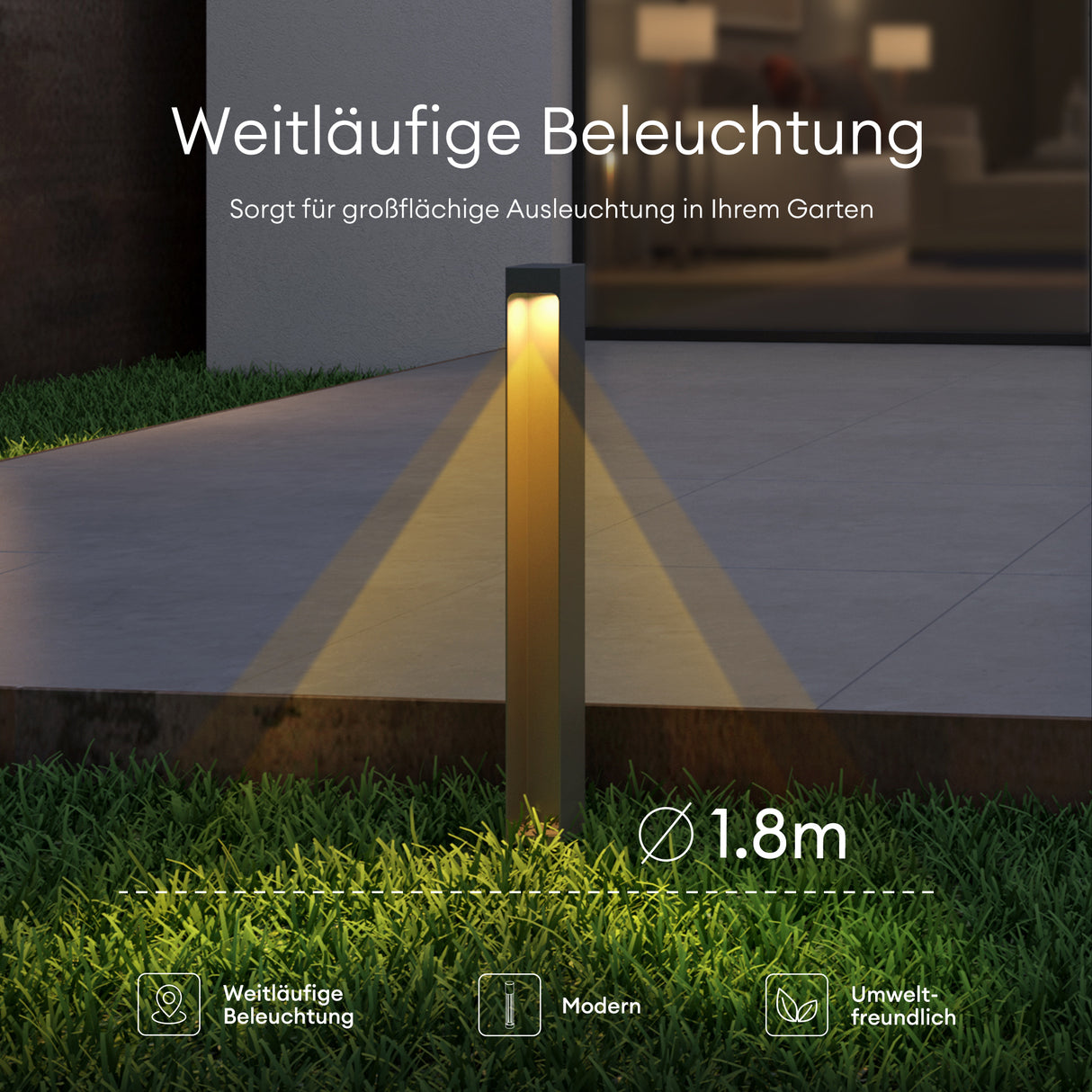 glasvilla Außenleuchte IP65 Wegeleuchte Außen | Außenpollerleuchte für Garten, 3000K Stehlampe Gartenlampe | Außenlampe Standleuchte 5W BaldersLights