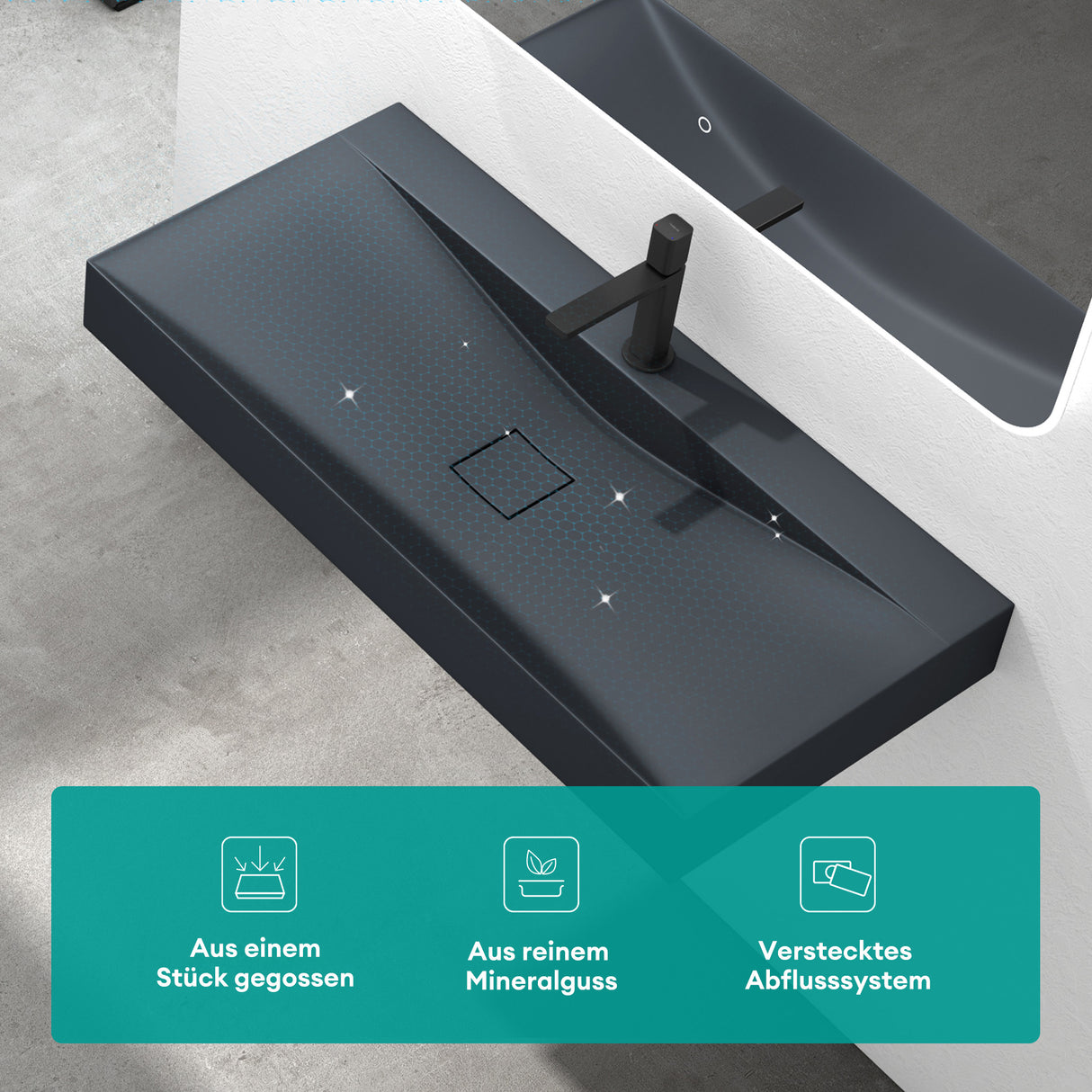 glasvilla Waschbecken Hängewaschtisch Aufsatzwaschschale aus Mineralguss Col810