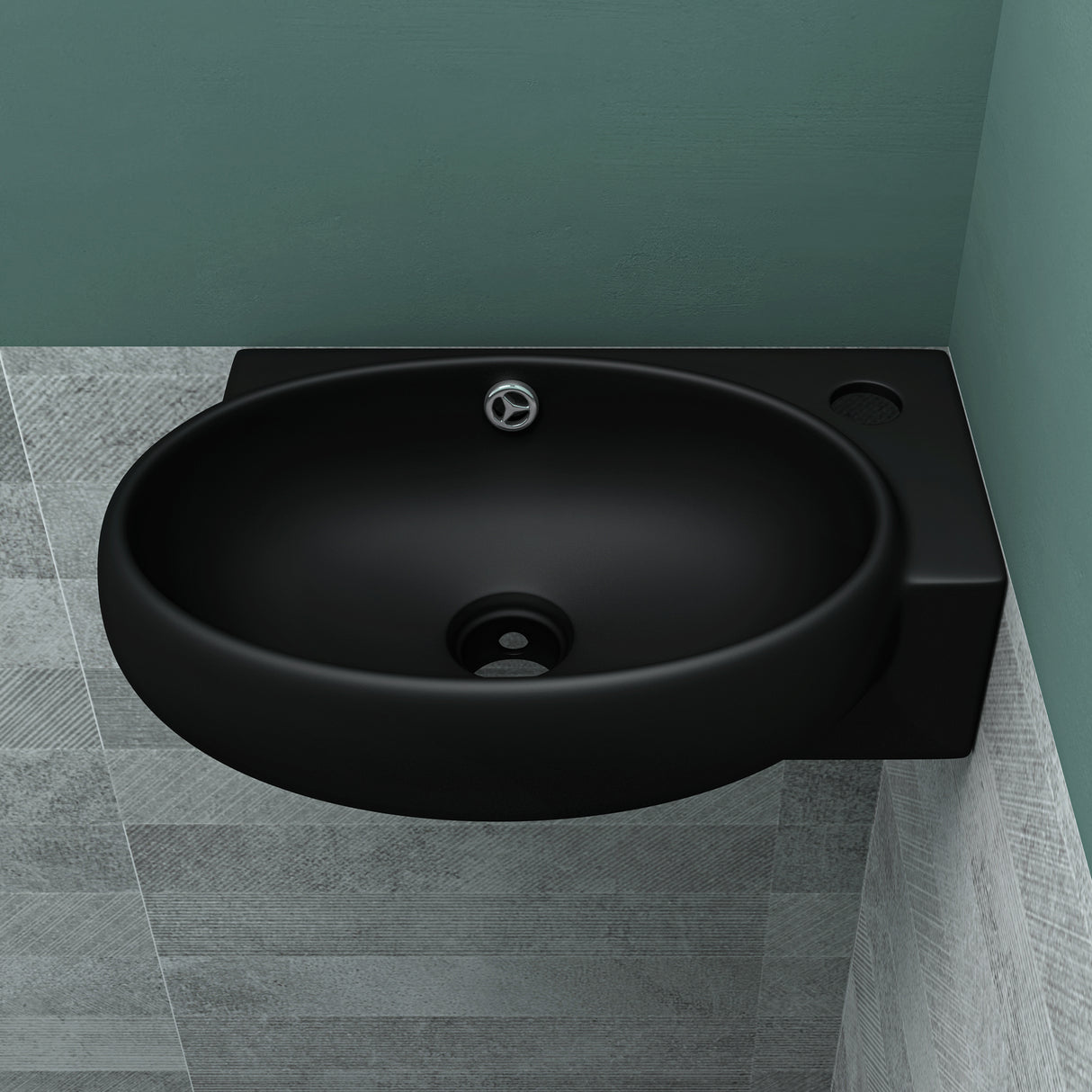 glasvilla Waschbecken Gäste WC Aufsatzwaschbecken Hängewaschbecken aus Keramik mit NANO, BTH: 42x28x15cm, Brüssel001