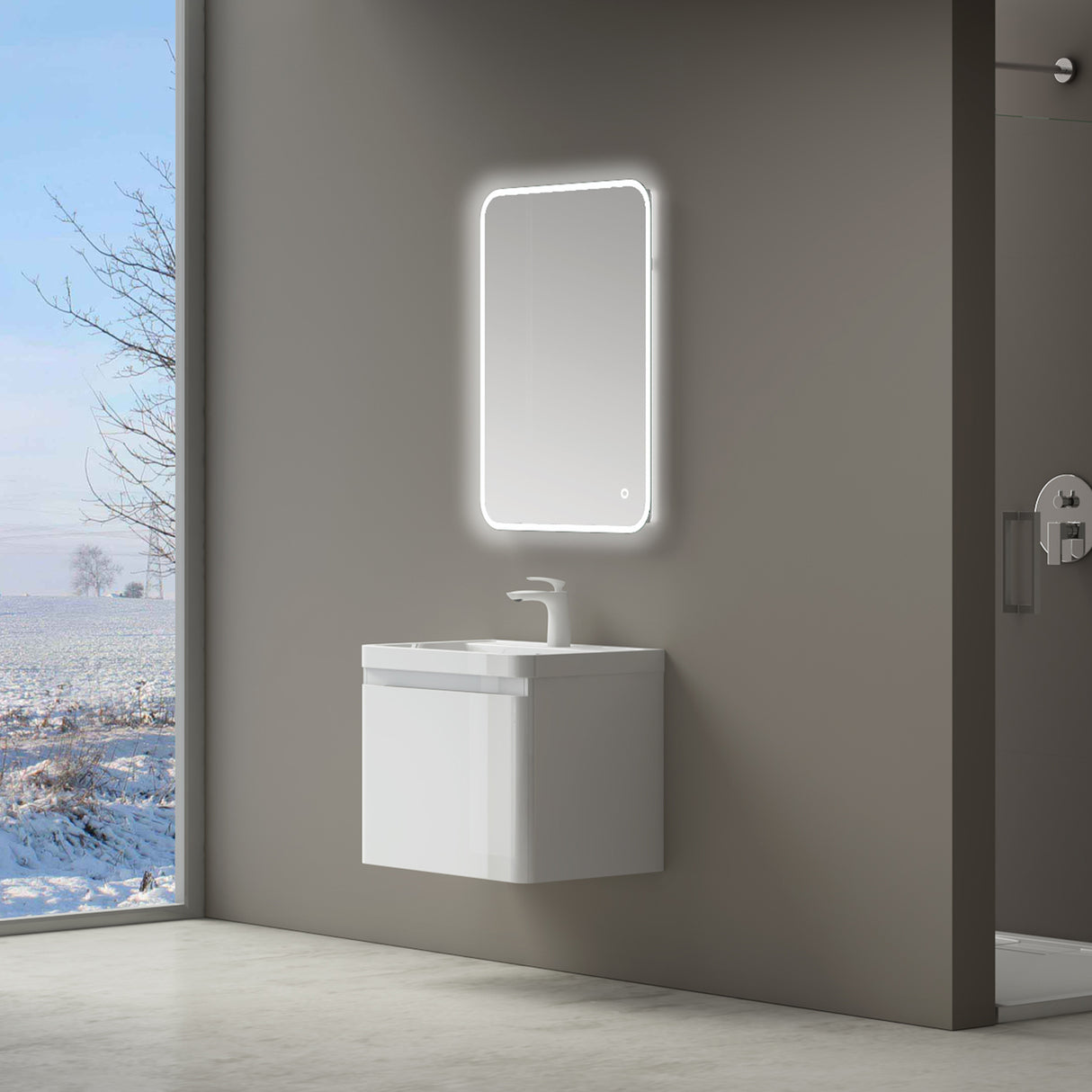conjunto de muebles de baño glasvilla mueble de lavabo con cajones de cierre suave incluido lavabo de mineral Ancona