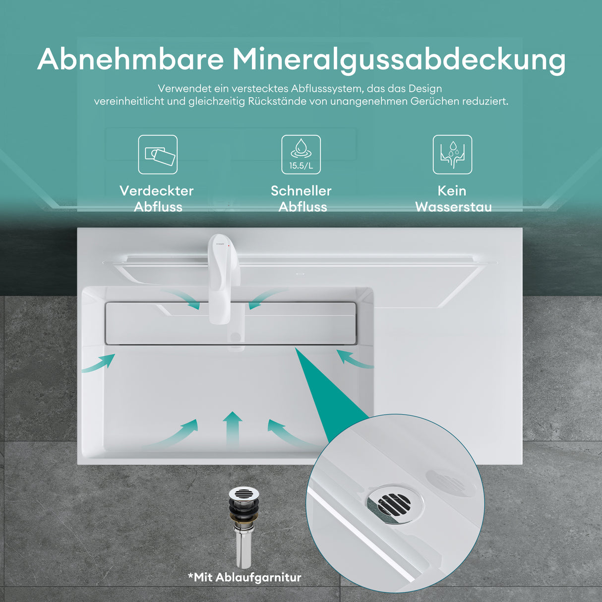 Lavabo Glasvilla Col12 – Mineralguss, diseño moderno y libertad total de instalación