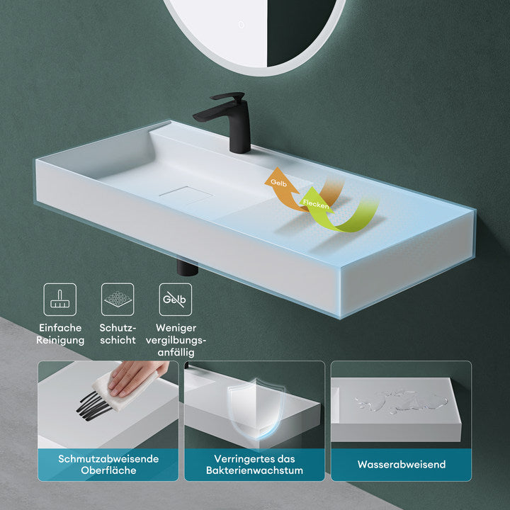 glasvilla Lavabo Bagno Sospeso da Marmo Fuso Lavandino Bagno a Parete Lavabo Rettangolare Colossum630