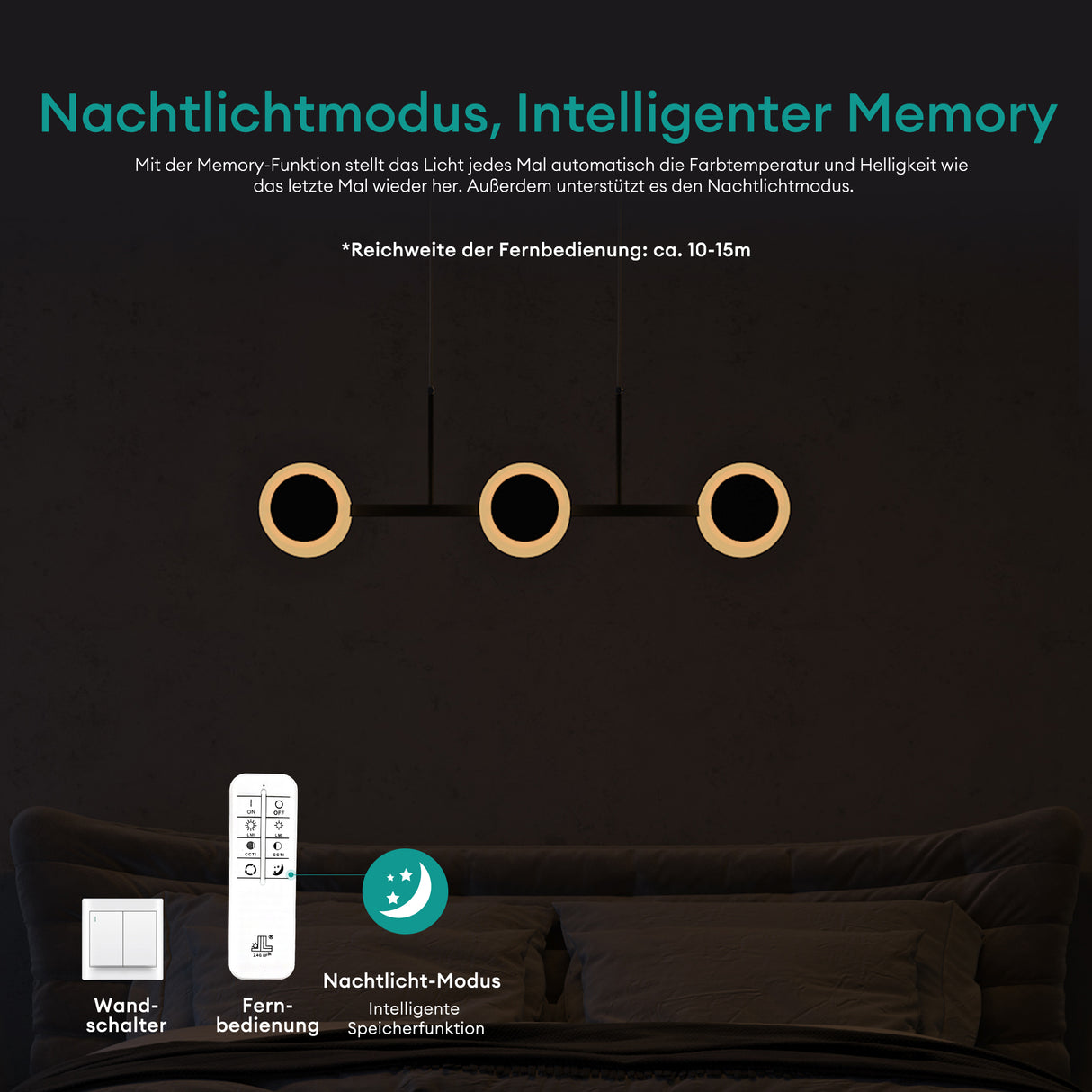 Suspension Glasvilla LED à intensité variable avec télécommande et câble réglable pour salle à manger, salon, chambre à coucher