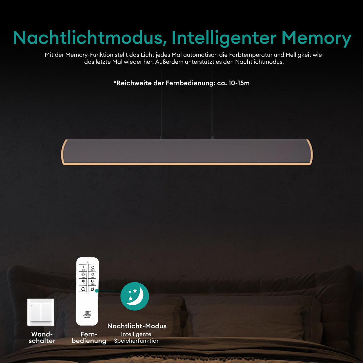 Suspension Glasvilla LED à intensité variable avec télécommande et câble réglable pour salle à manger, salon, chambre à coucher