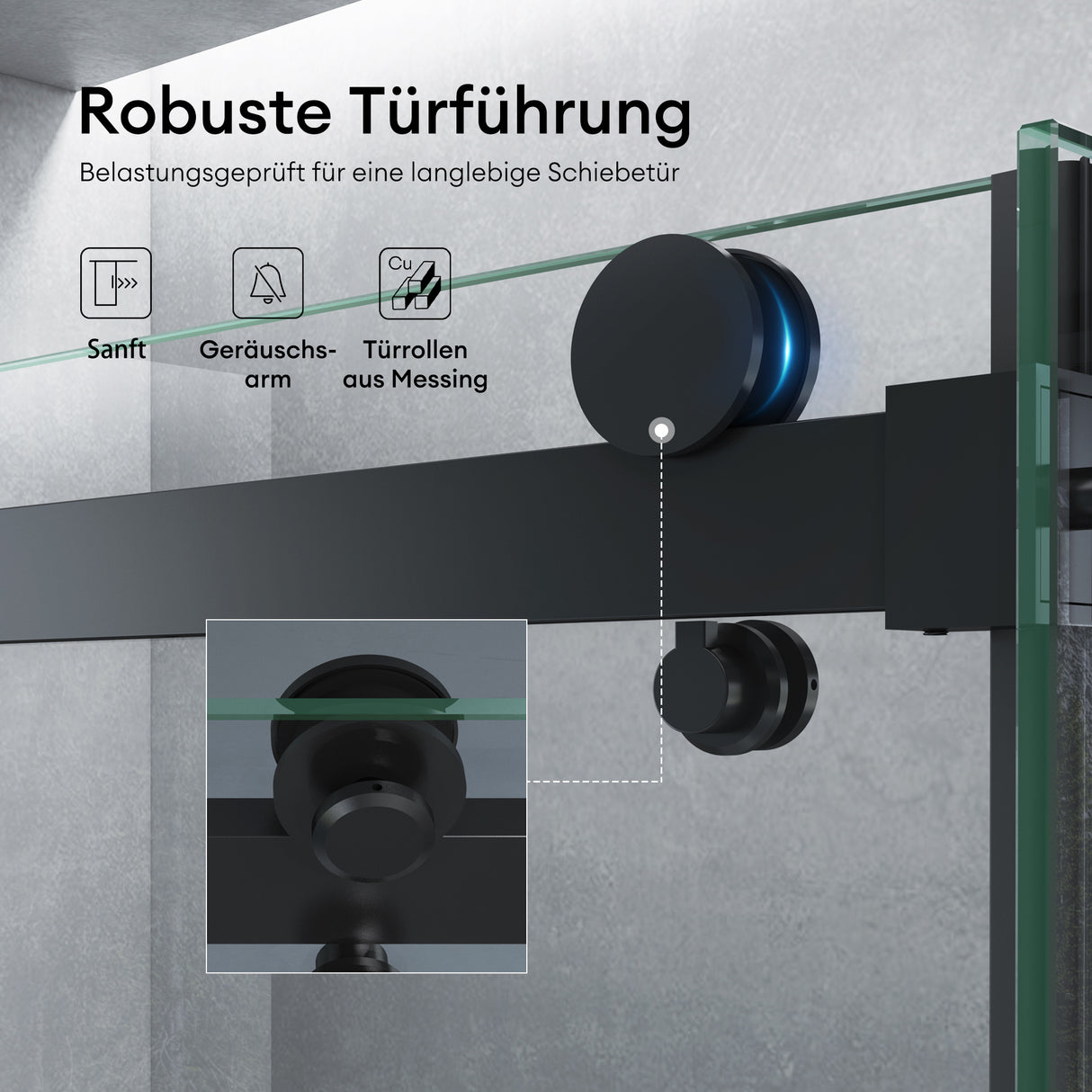 cabina de ducha glasvilla con puerta corredera separación de ducha 8mm vidrio de seguridad ESG recubrimiento nano mecanismo de elevación y descenso Rav19 negro