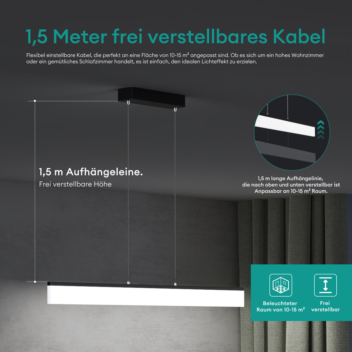 Suspension LED Glasvilla, à intensité variable avec télécommande, 3000K/4000K/6000K, câble ajustable, convient pour la salle à manger, le salon et la chambre.