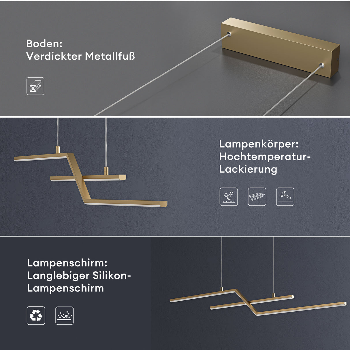 glasvilla Lampadario a Sospensione a Cavo Regolabile Lampada da Soffitto a Sospensione per Sala da Pranzo, Camera da Letto e Soggiorno
