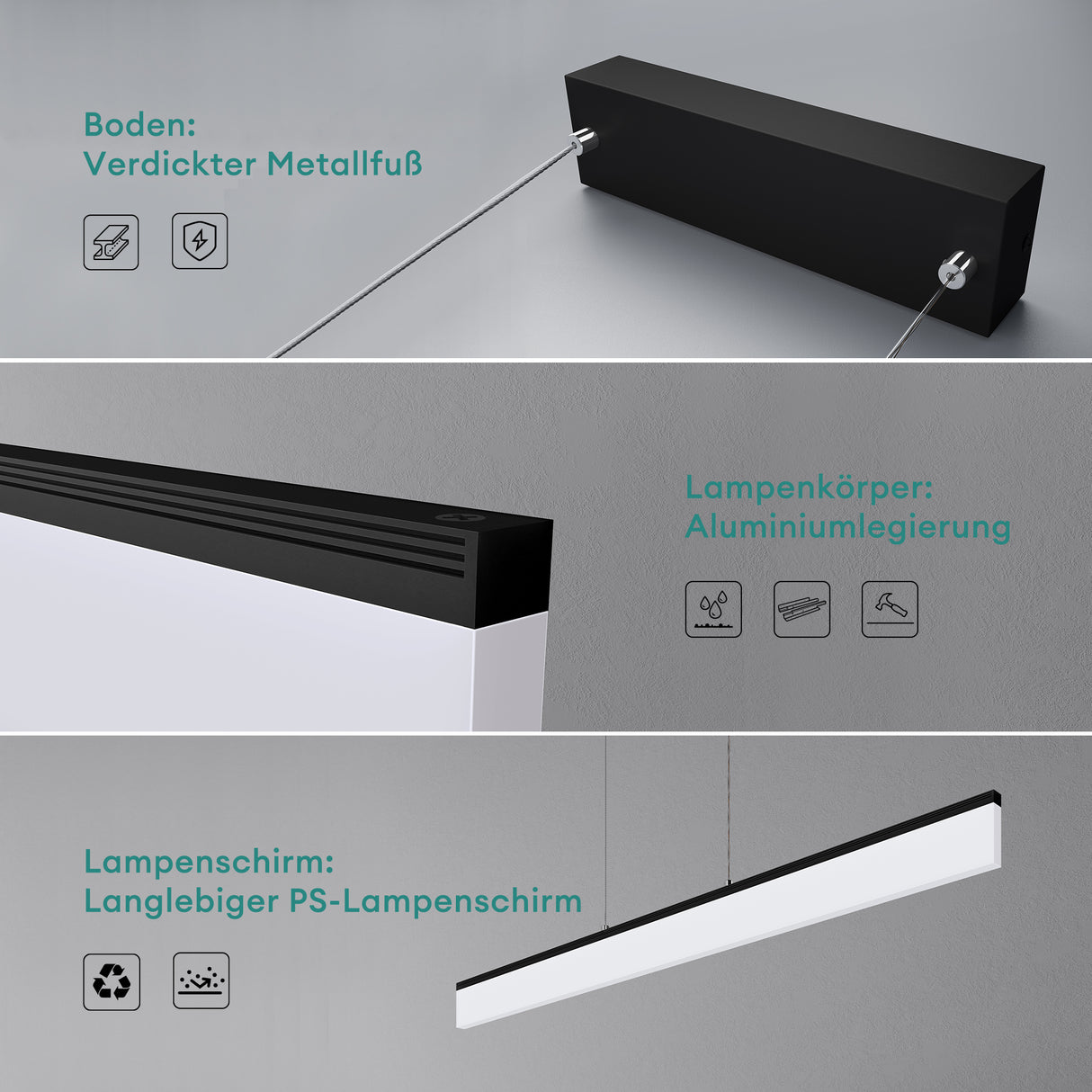 Suspension Glasvilla LED à intensité variable avec télécommande et câble réglable pour salle à manger, salon, chambre à coucher