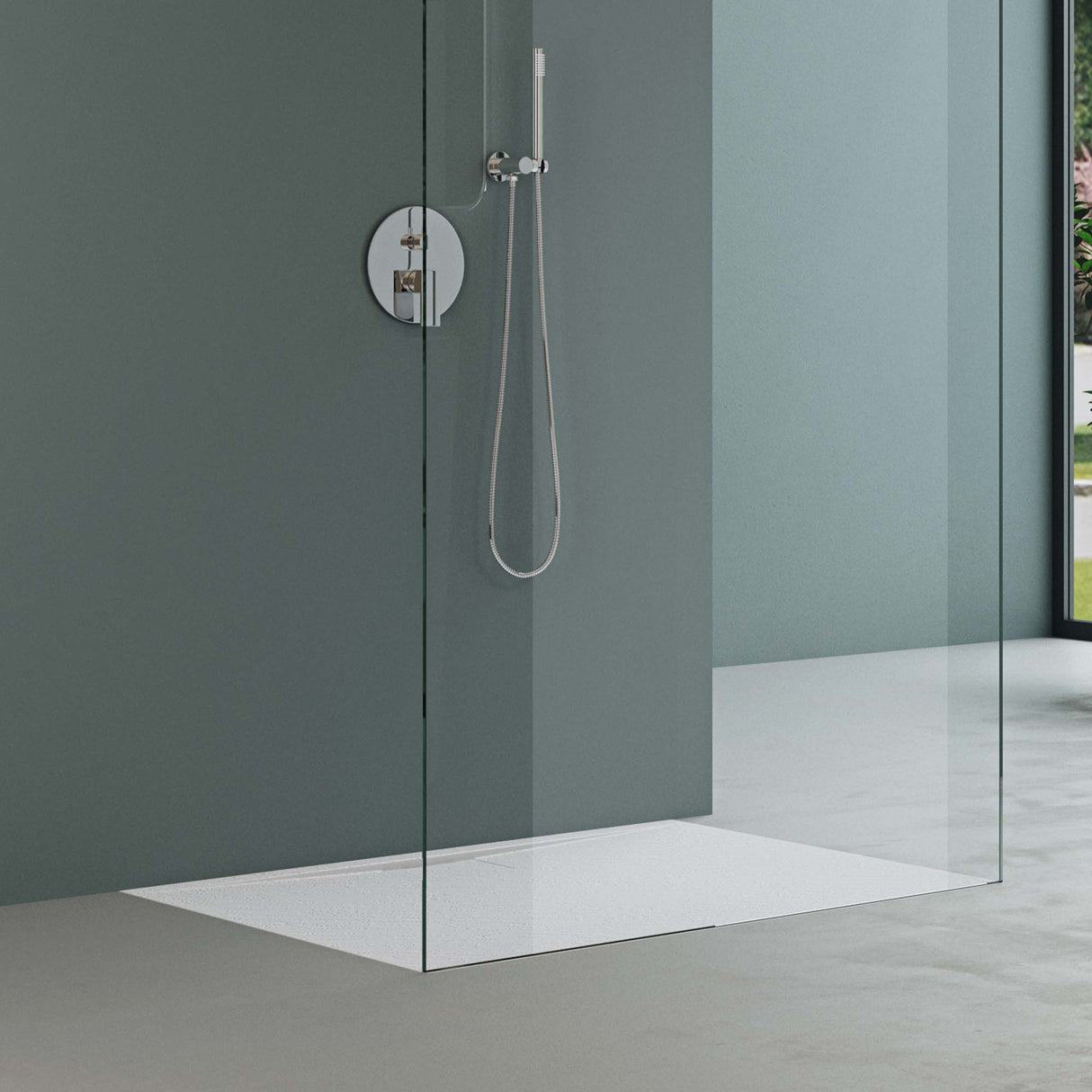 glasvilla Receveur de Douche Bac À Douche en Solid Surface Raccords DIN Geoma07