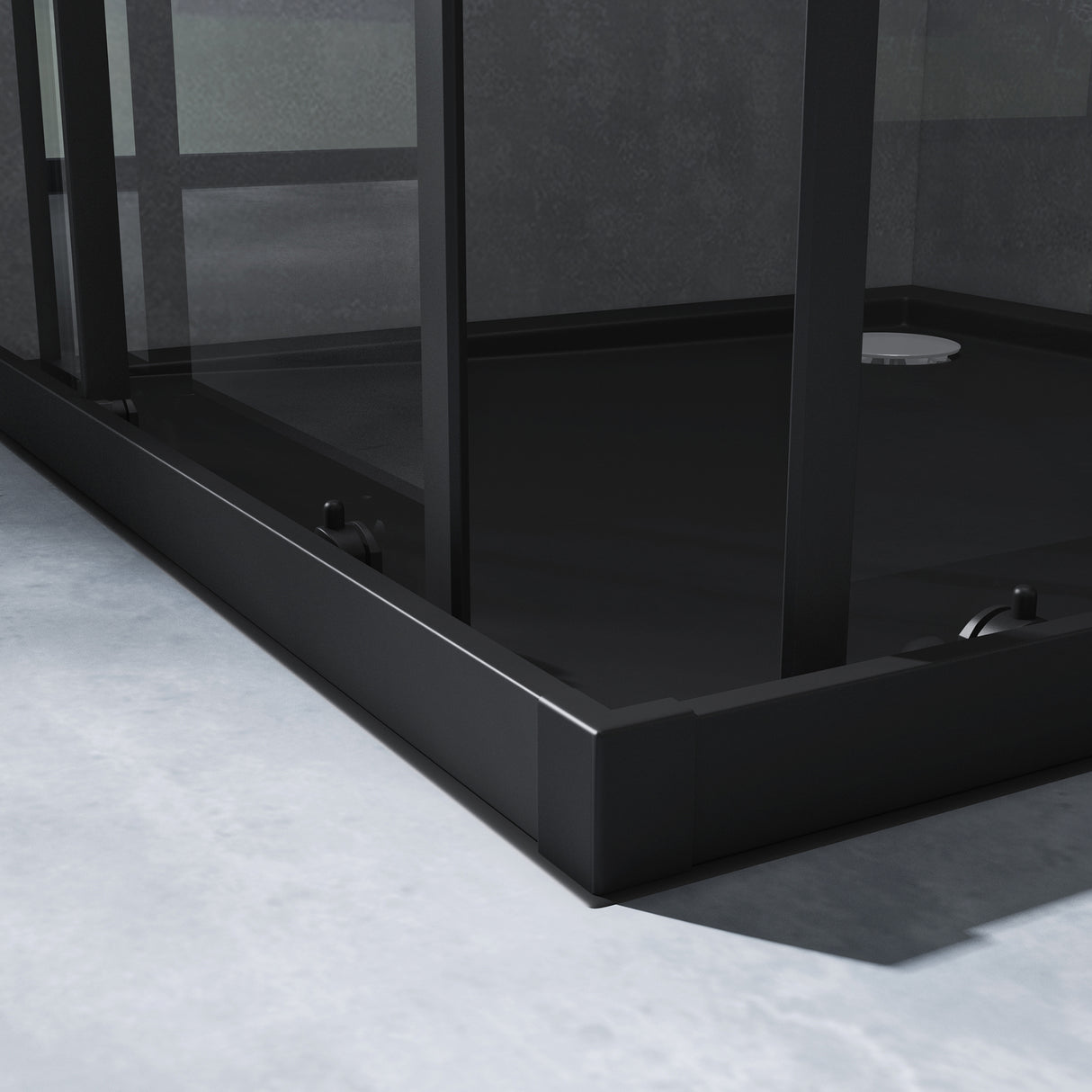 glasvilla Duschkabine con puerta corredera doble puerta de ducha entrada de esquina vidrio real efecto loto 6mm vidrio de seguridad ESG Ravenna16K negro