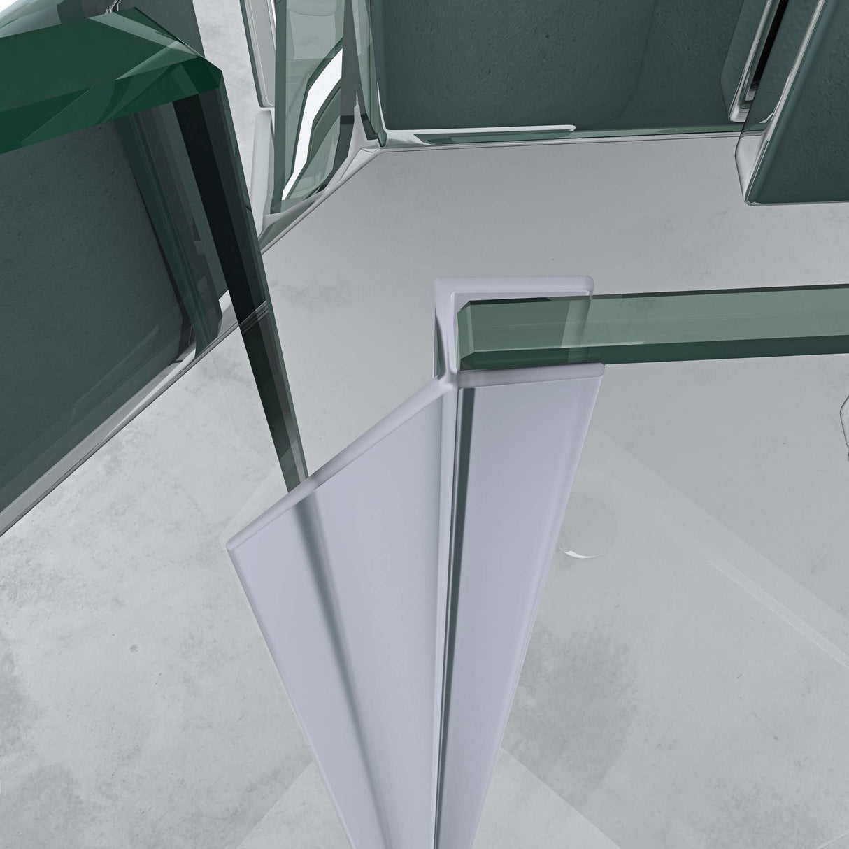 cabina de ducha en forma de pentágono glasvilla con plato de ducha, mampara de ducha de vidrio templado, instalación a ras de suelo posible, 8mm ESG, ducha Ravenna08