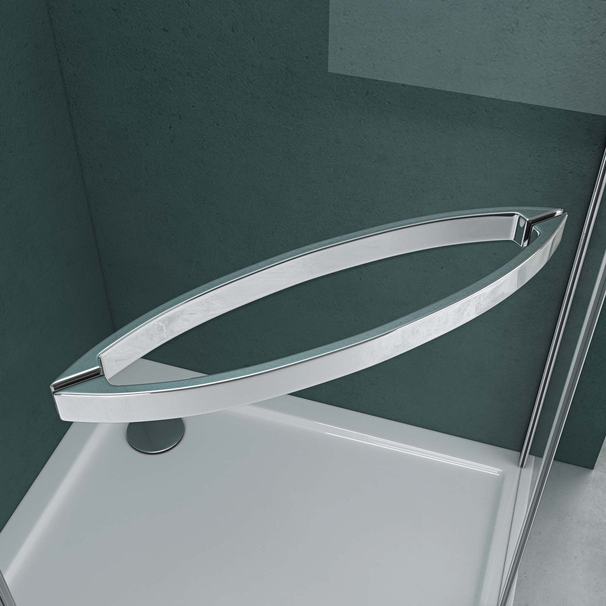 cabina de ducha en forma de pentágono glasvilla con plato de ducha, mampara de ducha de vidrio templado, instalación a ras de suelo posible, 8mm ESG, ducha Ravenna08