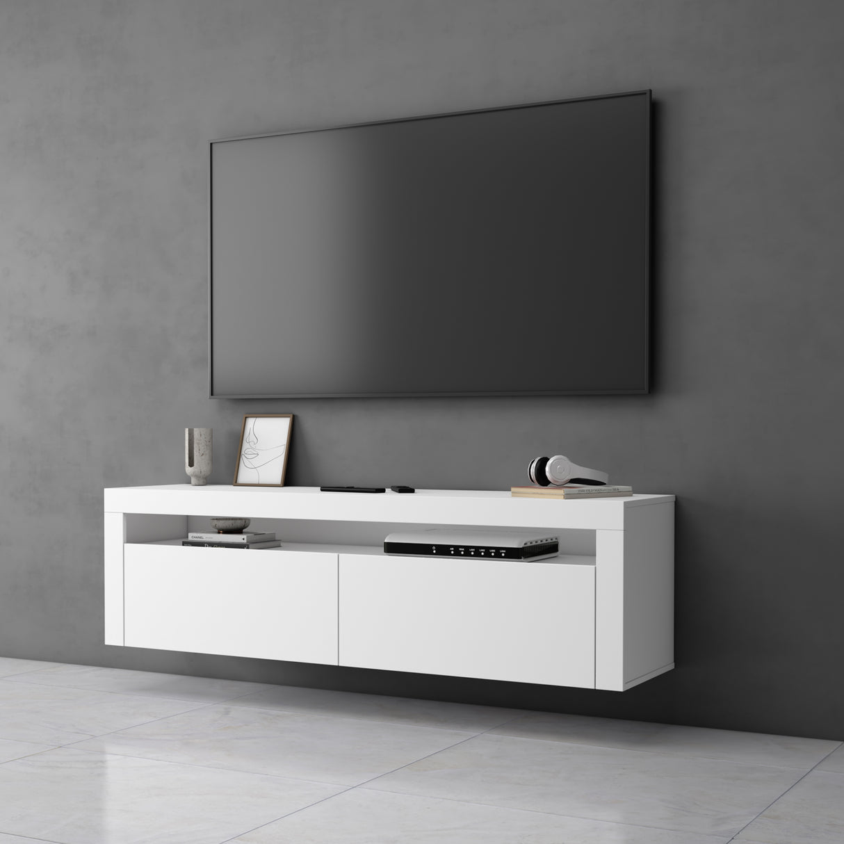 glasvilla Fernsehschrank TV Schrank Lowboard Hängeschrank 2 Türen mit Soft-Close Fernsehtisch für Wohnzimmer BTH: 160x40x46 cm Fernsehschrank01