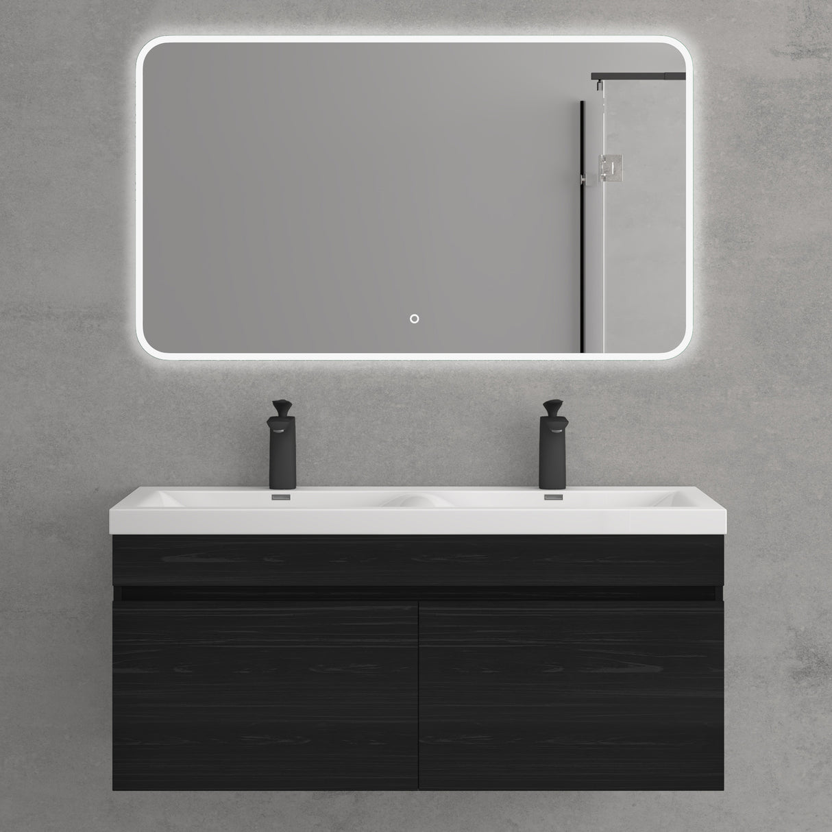 set de muebles de baño glasvilla con lavabo de mineral y mueble de baño Botanica