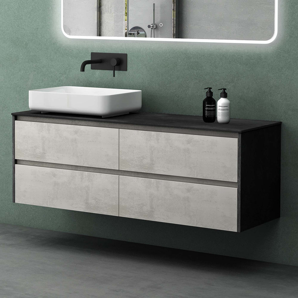 conjunto de muebles de baño glasvilla mueble bajo lavabo con 2 cajones incluido lavabo normal