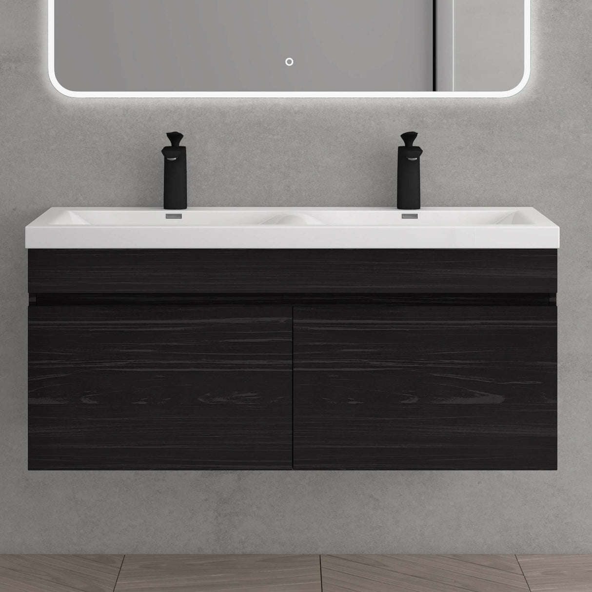 set de muebles de baño glasvilla con lavabo de mineral y mueble de baño Botanica