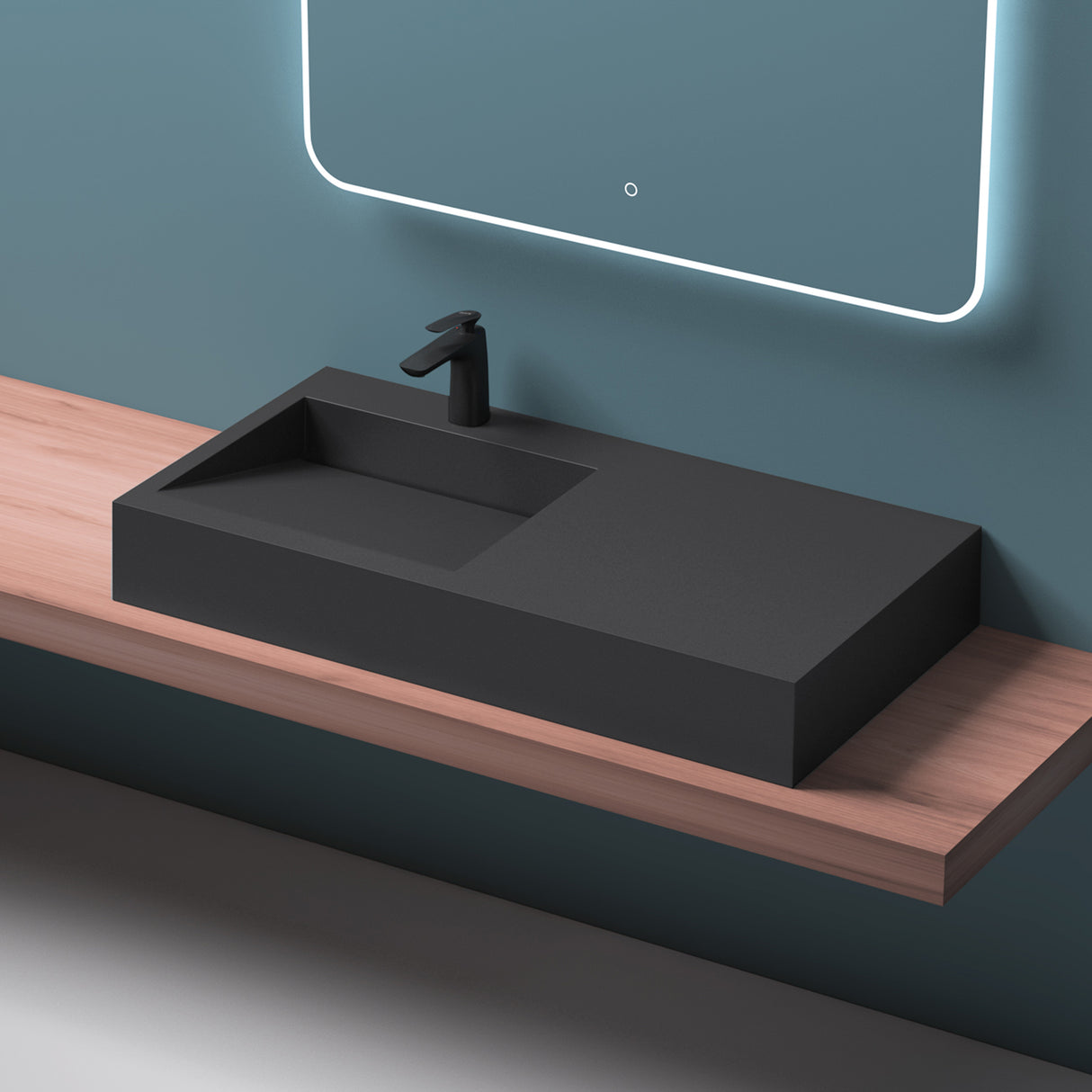 glasvilla Waschbecken Hängewaschbecken Aufsatzwaschbecken Mineralguss rechteckige Form Col11