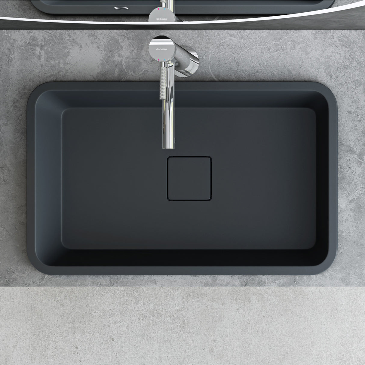 glasvilla Waschbecken mineralguss Einbauwaschbecken mit Ablaufabdeckung Col104