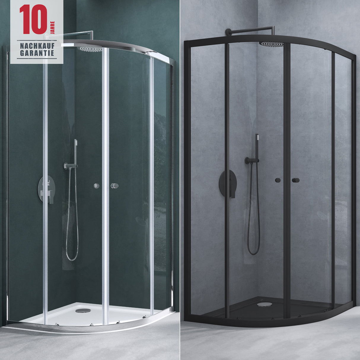 glasvilla Cabina de ducha cuarto de círculo Ducha separación de ducha con 2 puertas correderas vidrio de seguridad ESG recubrimiento Nano Ravenna32K