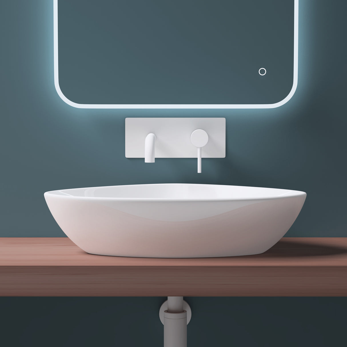 glasvilla Waschbecken Aufsatzwaschbecken Waschschale Aufsatzwaschtisch aus Keramik Aufsatzschale in weiß inkl. Nano-Beschichtung Brüssel215