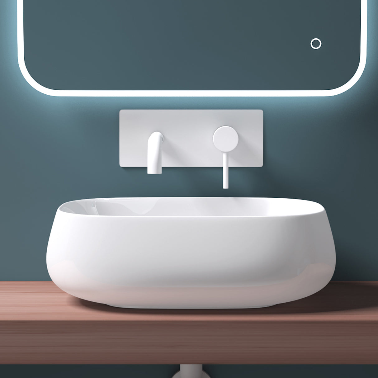 glasvilla Waschbecken Aufsatzwaschbecken,weiß aus Keramik,mit Nano-Beschichtung