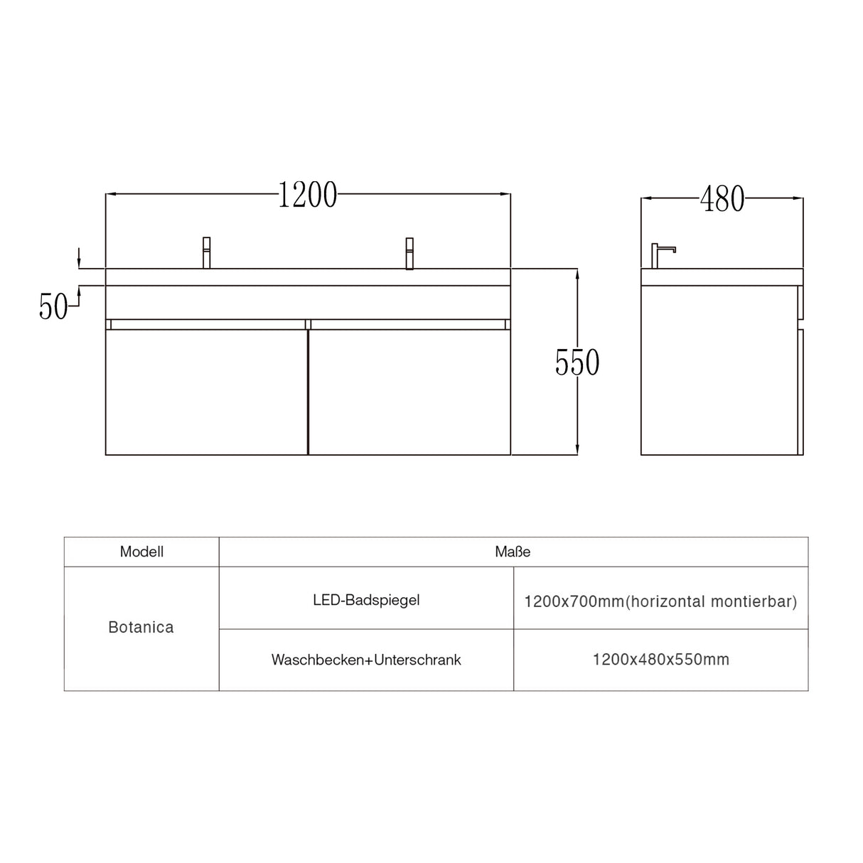 set de muebles de baño glasvilla con lavabo de mineral y mueble de baño Botanica