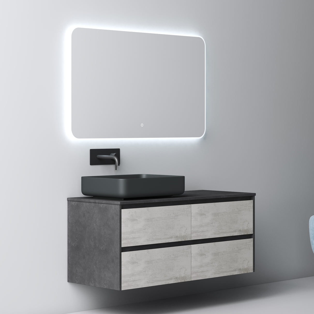 conjunto de muebles de baño glasvilla mueble bajo lavabo con 2 cajones incluido lavabo normal