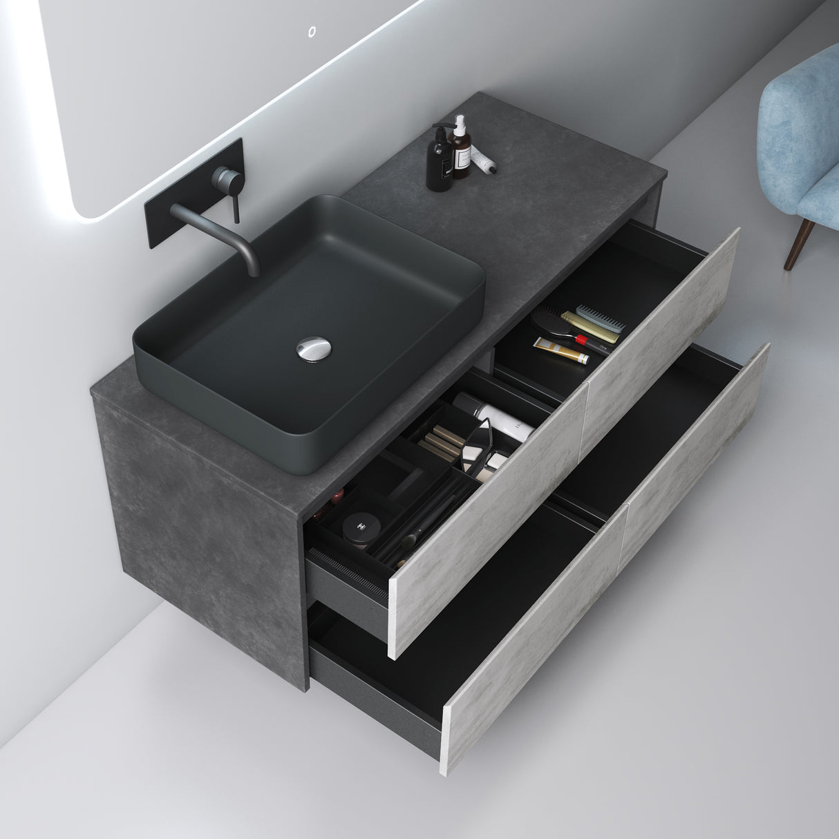 conjunto de muebles de baño glasvilla mueble bajo lavabo con 2 cajones incluido lavabo normal