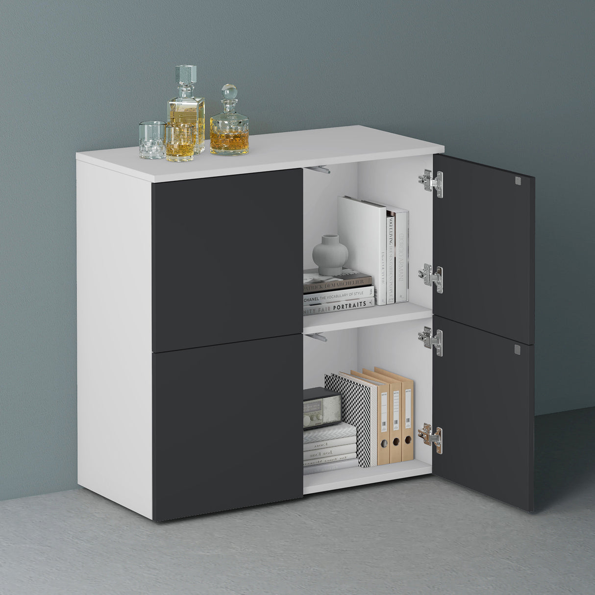 glasvilla Möbel Kommode Aufbewahrungsschrank mit 4 Türen Sideboard Schrank Mehrzweckschrank Schrank04