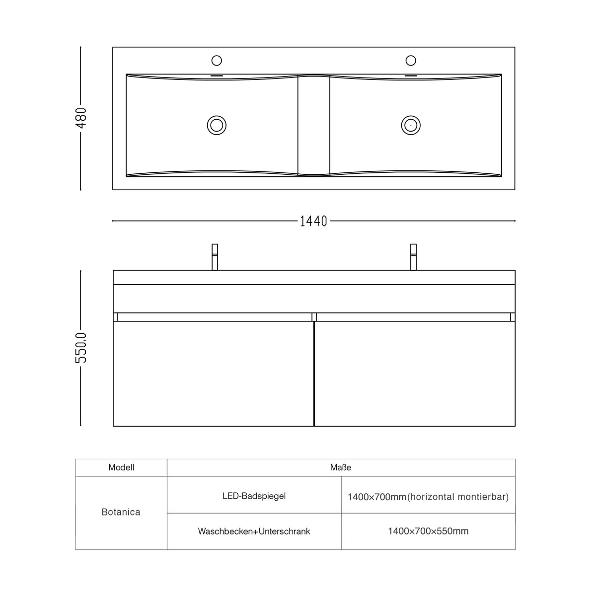 set de muebles de baño glasvilla con lavabo de mineral y mueble de baño Botanica