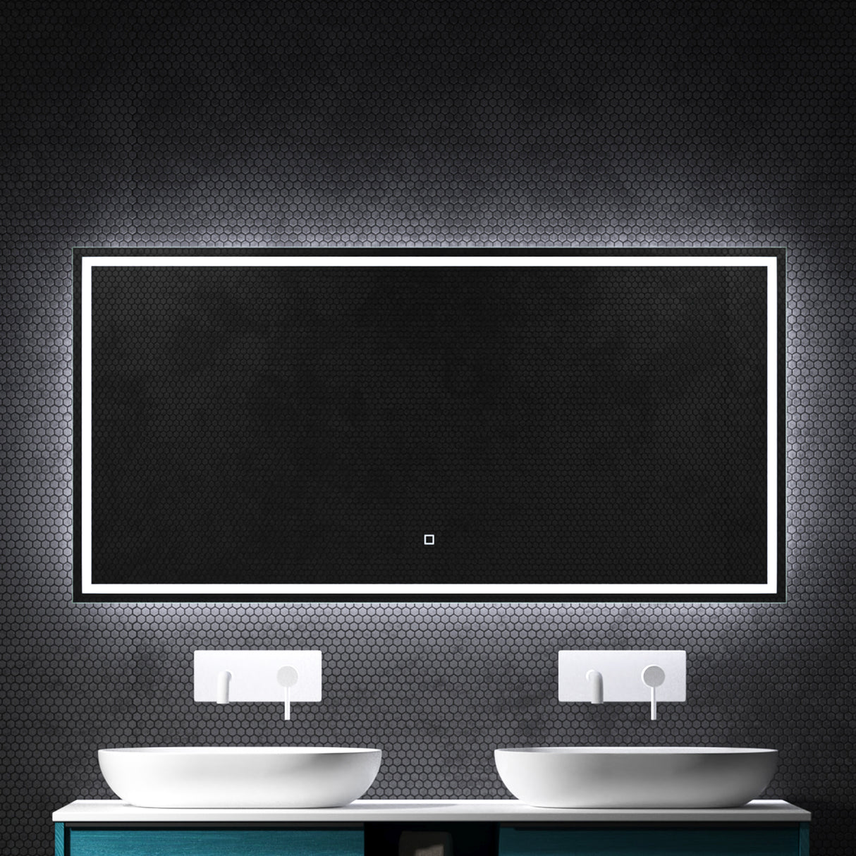 glasvilla Espejo de pared Espejo de baño LED Espejo de baño con interruptor táctil, sin vaho gracias a la capa antifog Espejo LED02