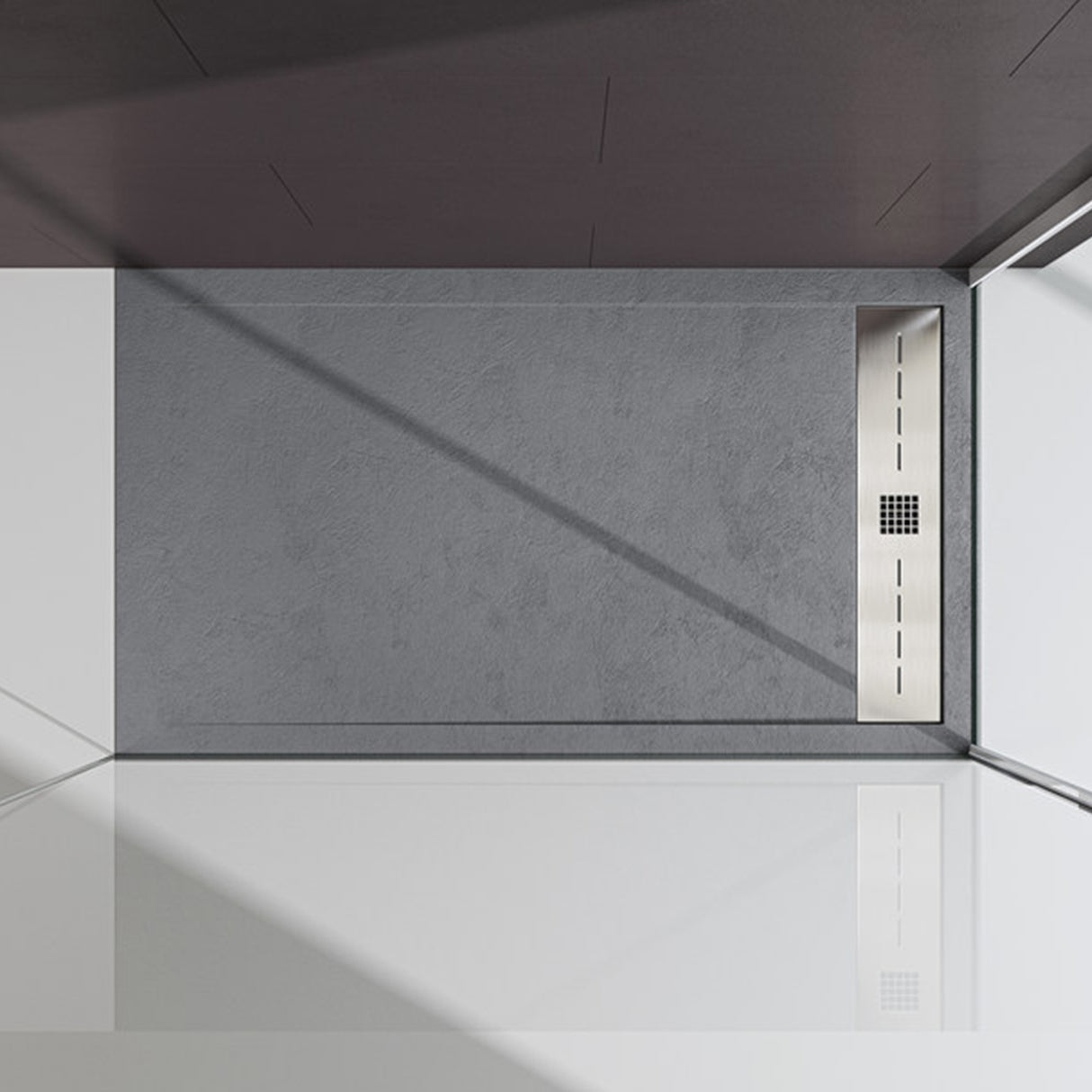 glasvilla Duschwanne Duschtasse para cabina de ducha plana rectangular gris cemento de alta calidad en mineral fundido Corvus