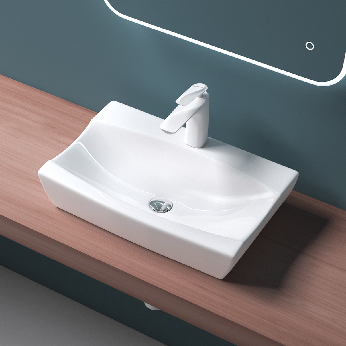 glasvilla Waschbecken Aufsatzwaschbecken,weiß Brüssel152B aus Keramik,mit Nano-Beschichtung