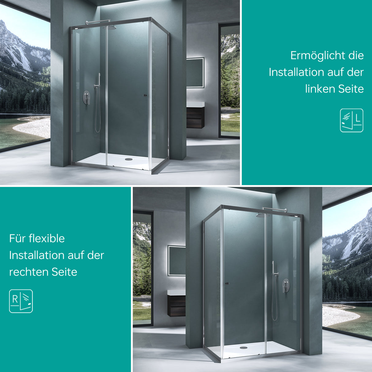 cabina de ducha Duschabtrennung ducha de esquina de vidrio de seguridad con puerta corredera NANO 190cm Ravenna16L-K