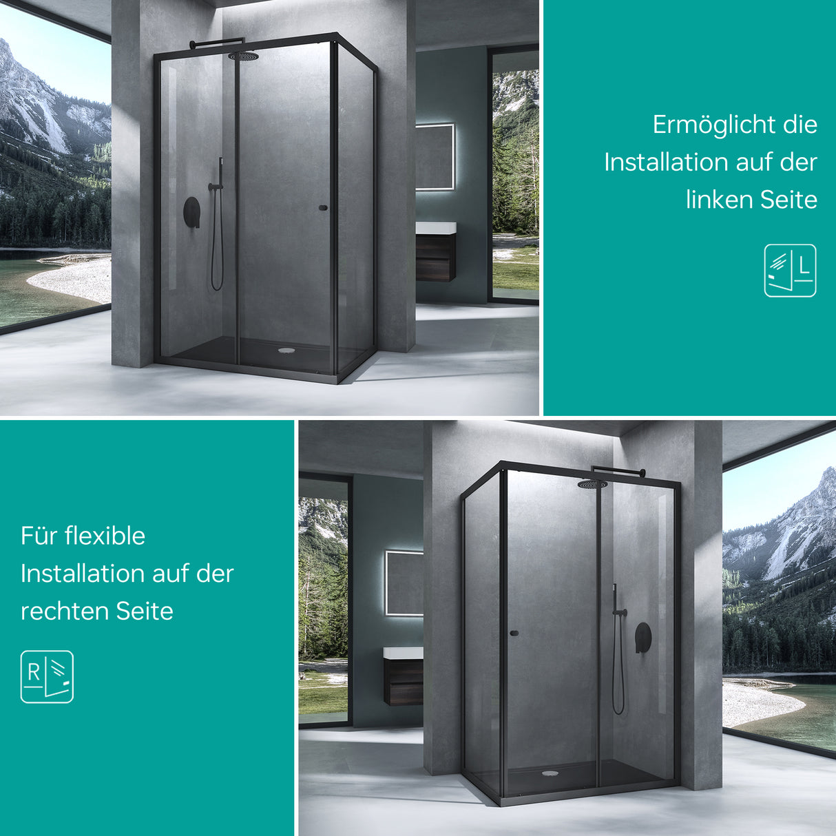 cabina de ducha Duschabtrennung ducha de esquina de vidrio de seguridad con puerta corredera NANO 190cm Ravenna16L-K