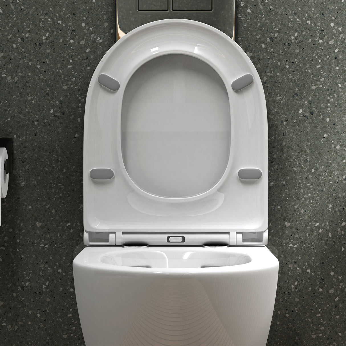 Glasvilla Design Inodoro Suspendido Negro Sin Borde Aachen179 – WC con Asiento Soft-Close