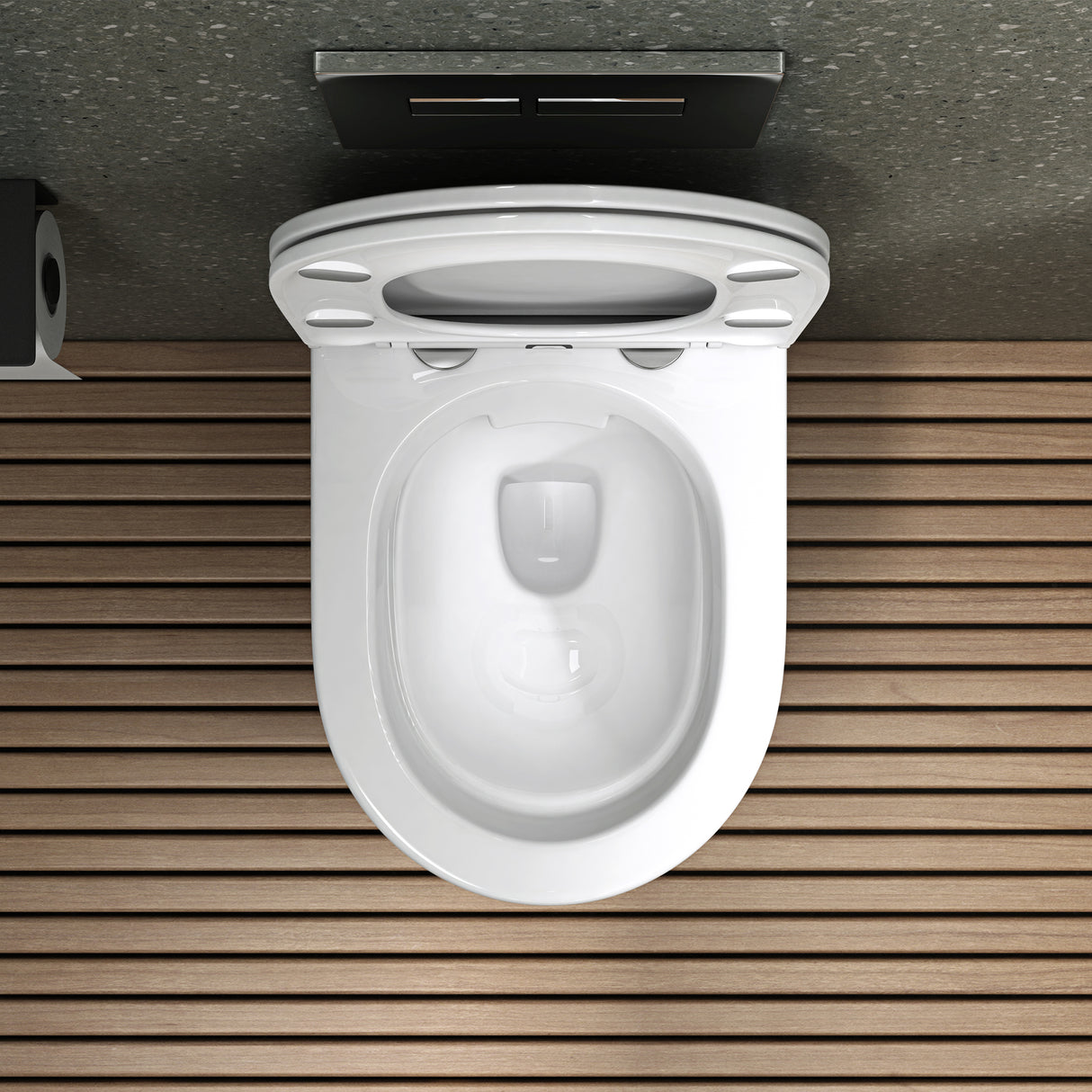 Glasvilla Design Inodoro Suspendido Negro Sin Borde Aachen179 – WC con Asiento Soft-Close