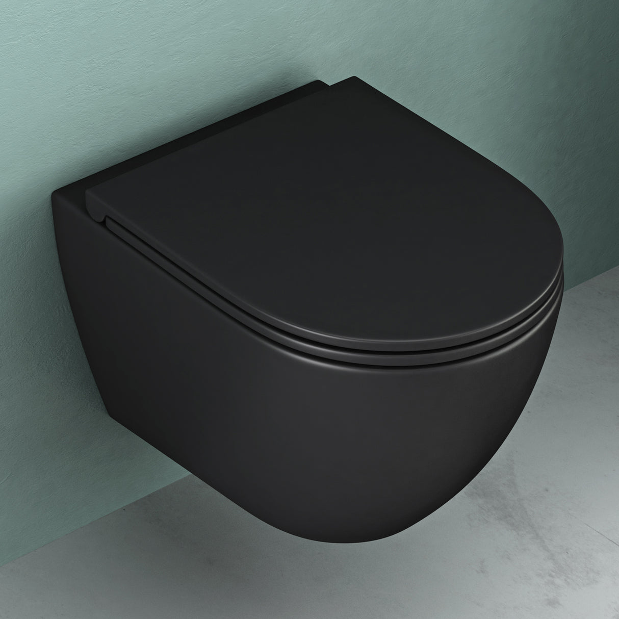 glasvilla Wand WC spülrandlos Schwarz Hänge WC spülrandlos Toilette WC mit Sitz Softclose