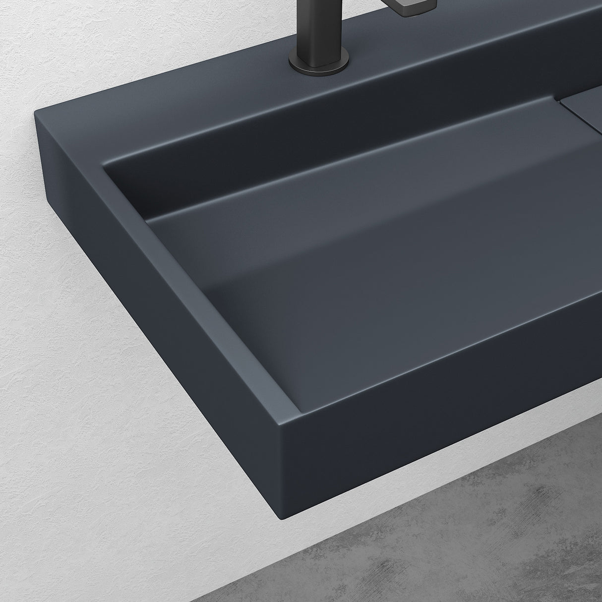 lavabo Glasvilla, lavabo à poser, lavabo suspendu, meuble vasque suspendu avec bonde, en fonte minérale, zone de vasque rectangulaire col19