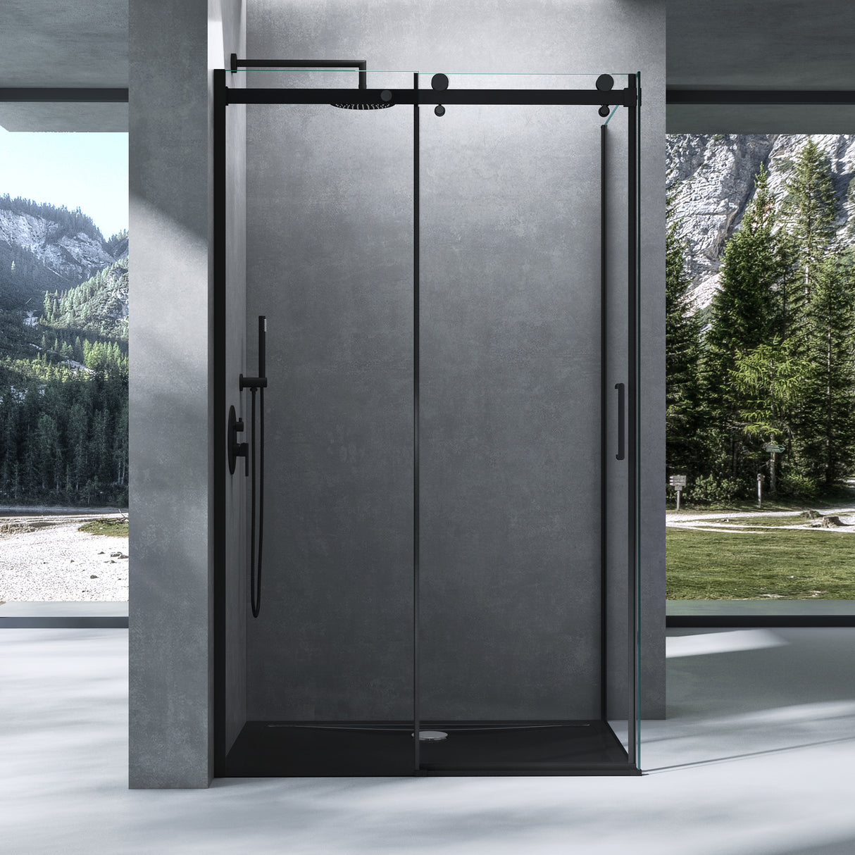 cabina de ducha glasvilla con puerta corredera separación de ducha 8mm vidrio de seguridad ESG recubrimiento nano mecanismo de elevación y descenso Rav19 negro