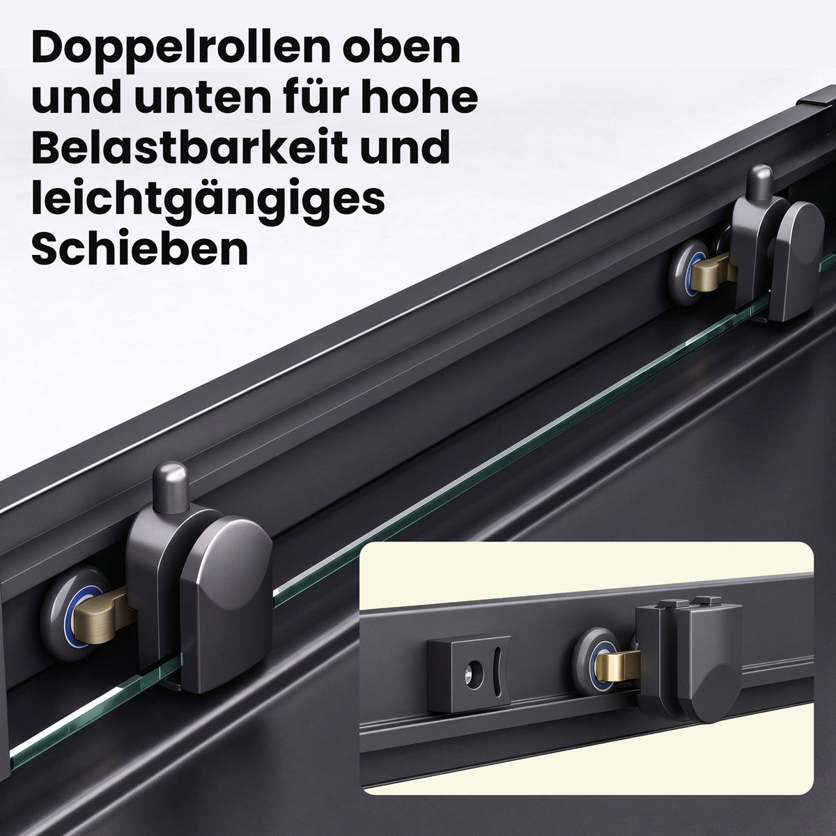 glasvilla Duschkabine con puerta corredera doble puerta de ducha entrada de esquina vidrio real efecto loto 6mm vidrio de seguridad ESG Ravenna16K negro