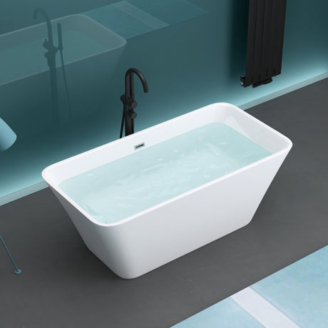 glasvilla Freistehende Badewanne Acryl Oval Acryl-Standbadewanne inkl. Pop Up Ablaufgarnitur Weiß