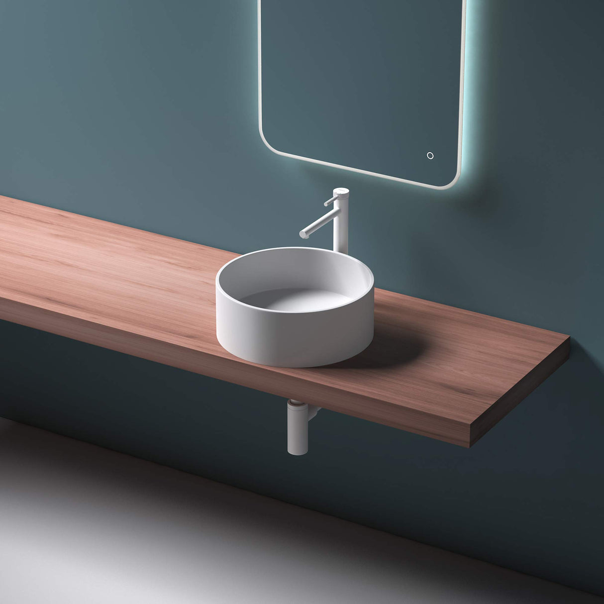 glasvilla 40x40x15cm Waschbecken rund Col804 Aufsatzwaschbecken ohne Hahnloch und Überlauf