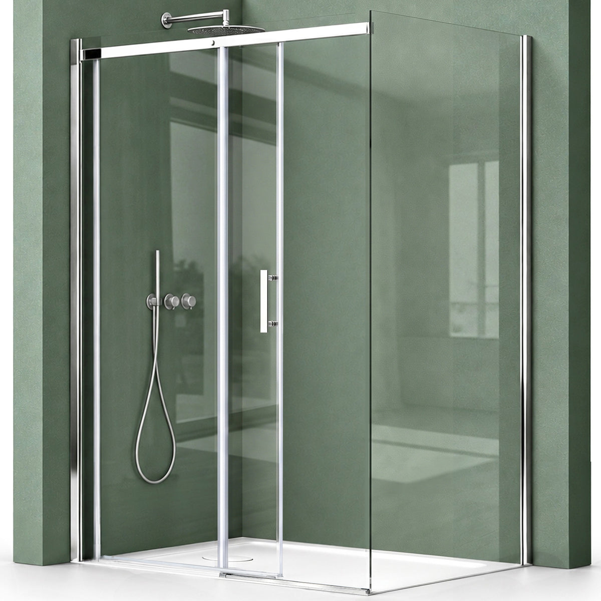 galsvilla Cabina de ducha Separación de ducha 8mm vidrio de seguridad con NANO ducha de esquina con puerta corredera Ravenna18