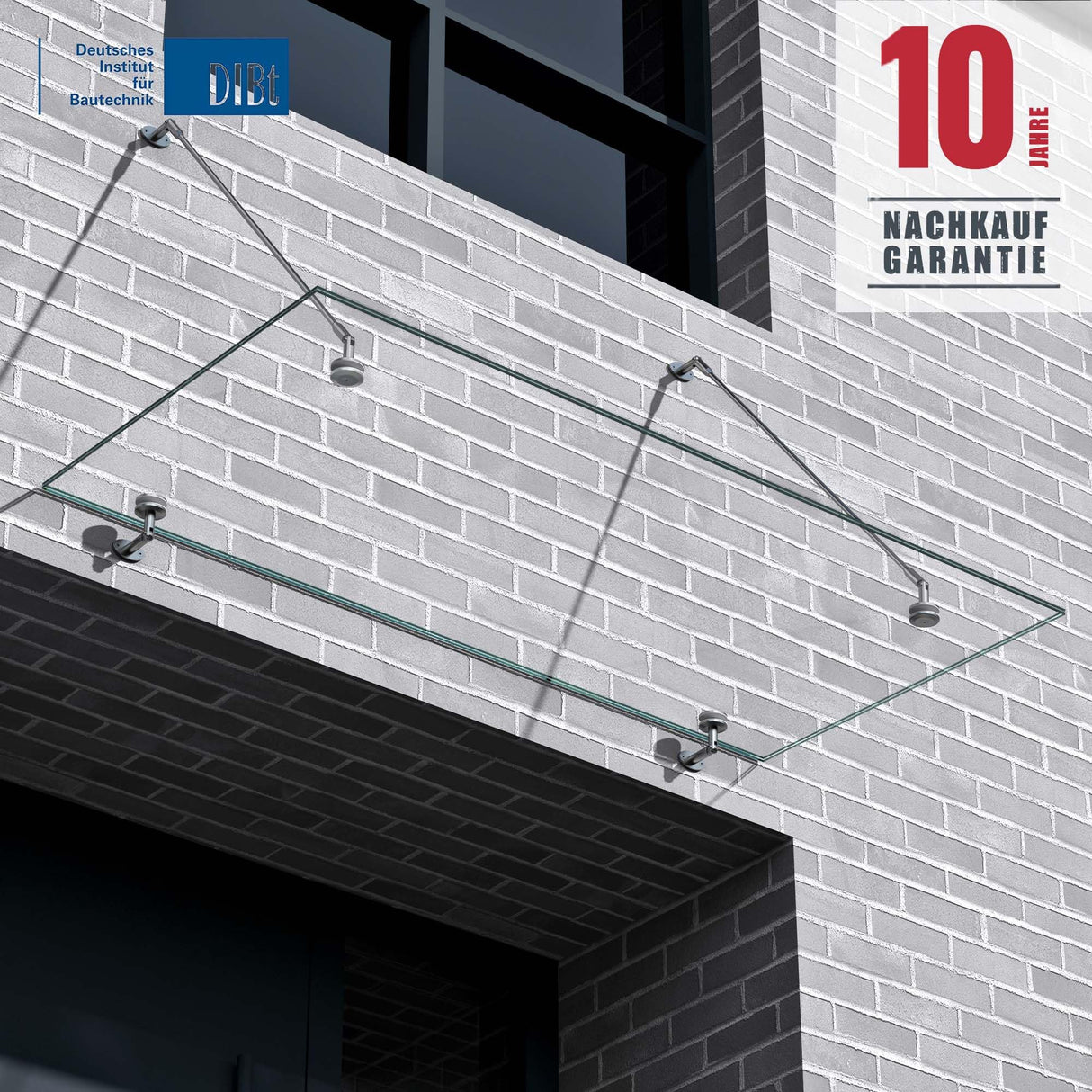 glasvilla Glasvordach Überdachung Transparente VSG con SGP Folie Vordach Edelstahl Wandhalterung Regenschutz Eingangsbereich VDG02K