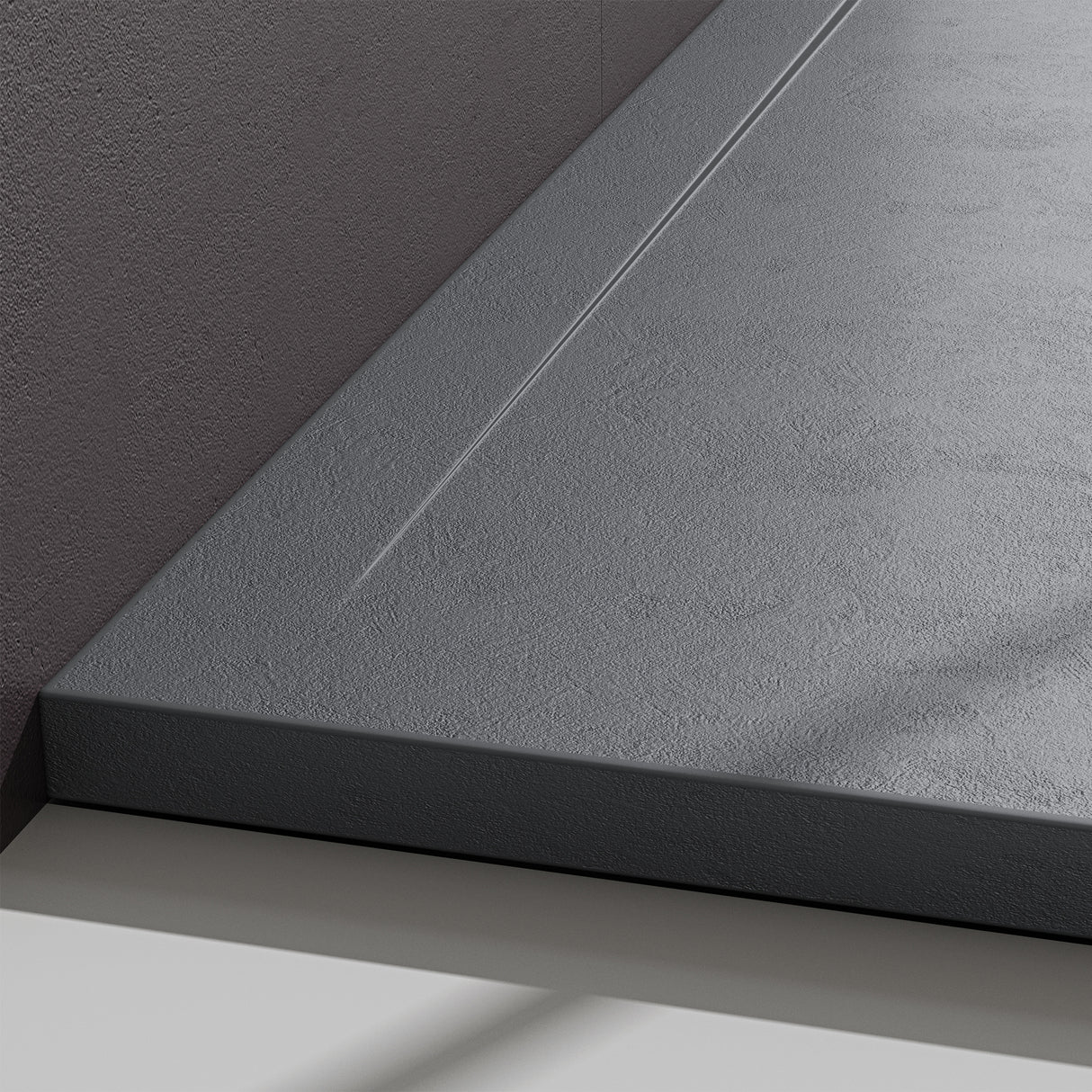 glasvilla Duschwanne Duschtasse para cabina de ducha plana rectangular gris cemento de alta calidad en mineral fundido Corvus