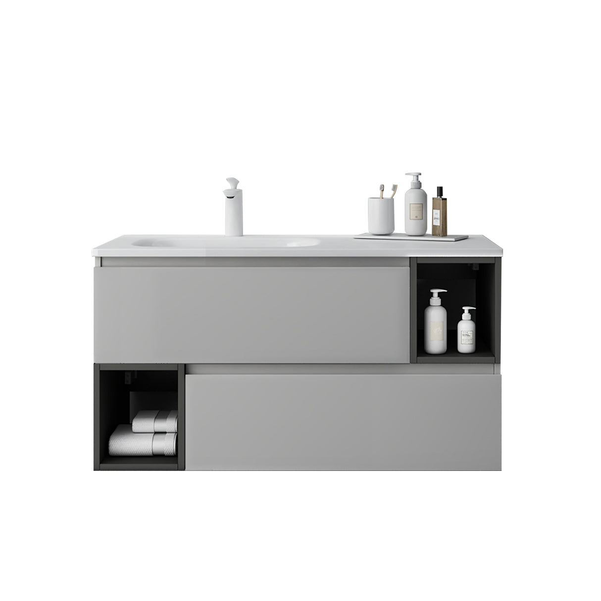 muebles de baño glasvilla armario de baño con espejo mueble de lavabo mineral de resina Gemini