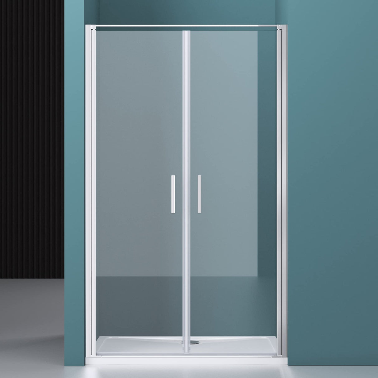 glasvilla Puerta de ducha Puerta de nicho ducha Separación de ducha Cromo y Negro Cabina de ducha Puerta oscilante 180° Doble puerta 8mm ESG Recubrimiento Nano Cristal transparente con mecanismo de elevación y descenso Teramo66